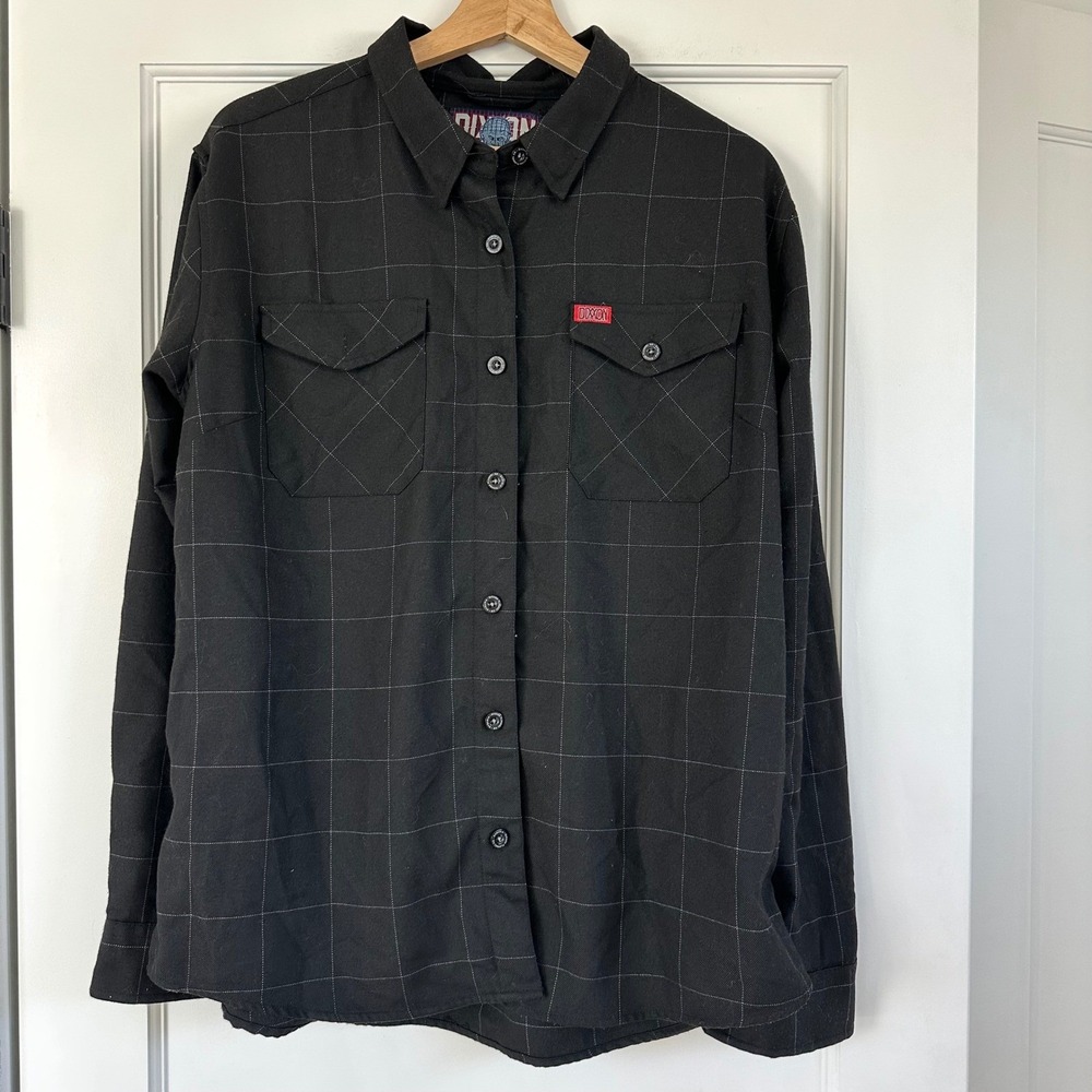 Dixxon Women's Flannel Company XL Pinhead Button Up Shirt Black Plaid